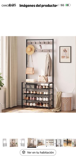Mueble Zapatero Perchero Madera Metal