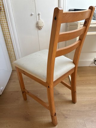 Silla Ikea Madera Tapizada Beige