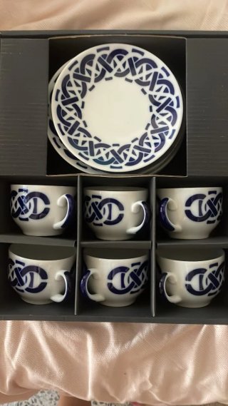 Juego de café porcelana azul y blanco Sargadelos.