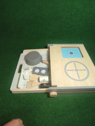 Cocina Madera Plegable y Accesorios Lote