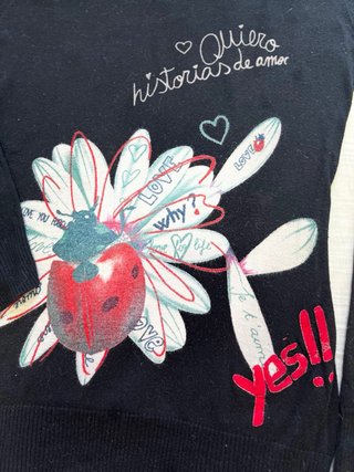 Jersey Desigual Negro con Estampado Quiero
