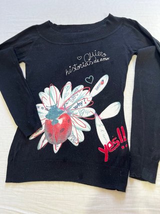 Jersey Desigual Negro con Estampado Quiero