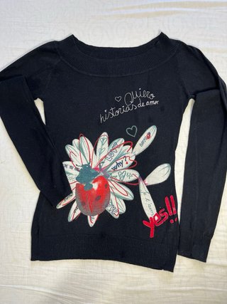 Jersey Desigual Negro con Estampado Quiero
