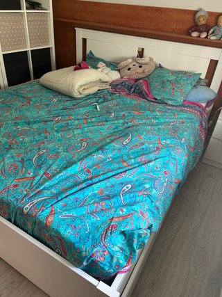 Cama 160cm con colchón y cajones.