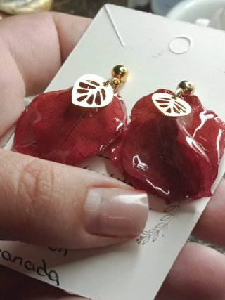 Pendientes buganvilla con adorno acero