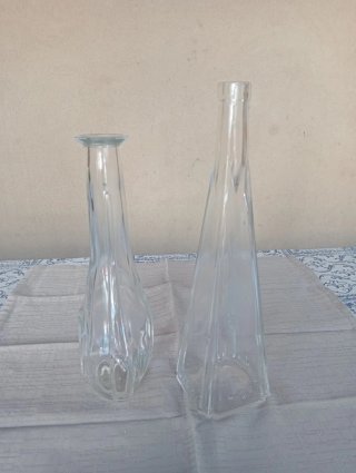 Set 2 bottiglie decorative in vetro