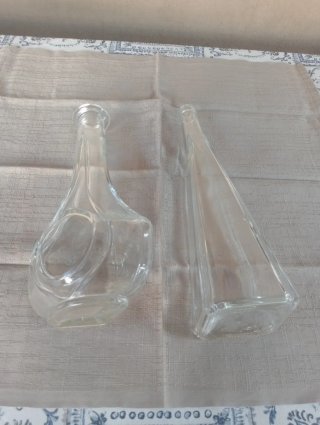 Set 2 bottiglie decorative in vetro