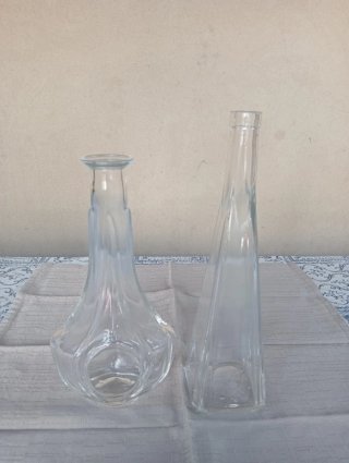 Set 2 bottiglie decorative in vetro