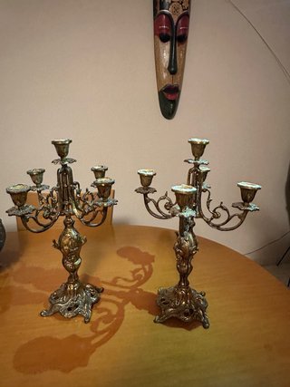2 candelabros Bronce 5 Brazos Estilo Antiguo