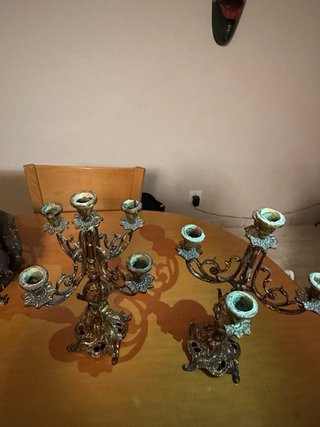 2 candelabros Bronce 5 Brazos Estilo Antiguo