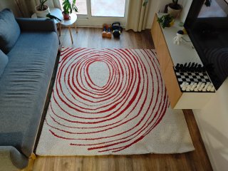 Alfombra IKEA Eivor Círculo Roja y Blanca 200x200