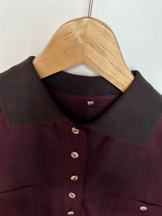 Camicia seta lavata marrone/viola