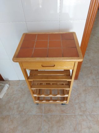 Carrito Auxiliar Cocina Madera Ruedas
