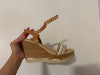 Sandalias Liberitae Cuña Marrón Multicolor