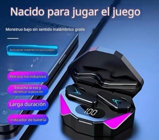 Auriculares inalámbricos plateados y morados