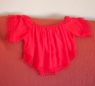 Blusa escote barco elástica roja T. XS-M. nueva.