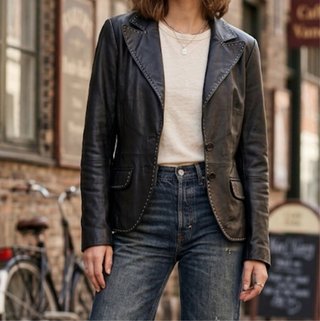Chaqueta de piel negra vintage