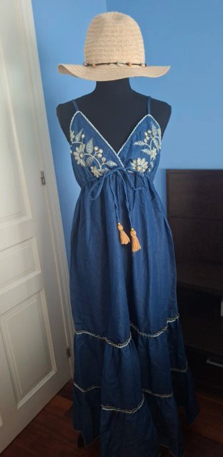 Vestido tipo boho tirantes bordado