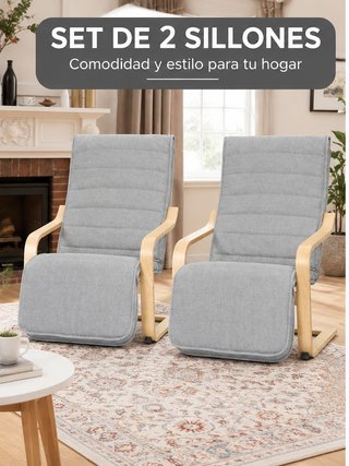 Set di 2 Poltrone con Poggiapiedi