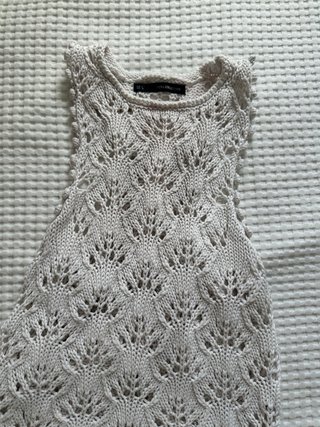 Camiseta Sfera sin mangas bordada beige Talla S