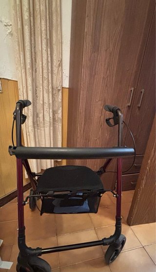 Andador con asiento y cesta