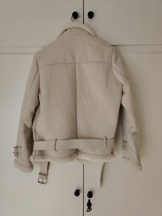 Chaqueta Biker Beige Mujer