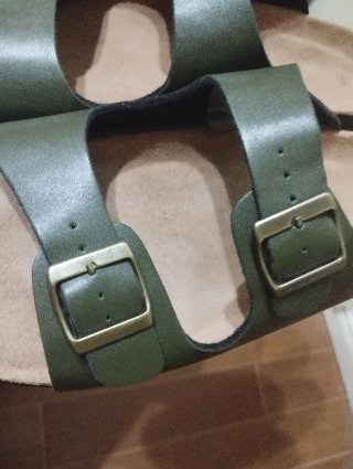 Ciabatte verdi con fibbia dorata