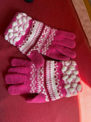 Guantes de Invierno Rosas y Blancos