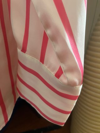 Blusa Zara Rayas Blanco y Fucsia S