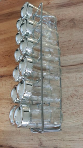 Especiero con 8 botes de cristal