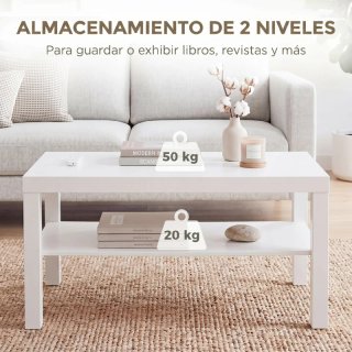 Mesa de centro de madera y yute