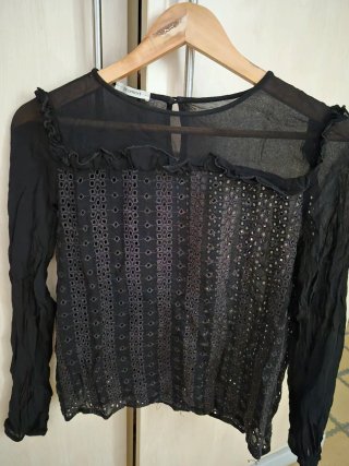 Blusa Promod negra transparente Talla S/M