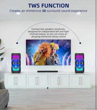 Altavoz Karaoke LED RGB + 2 Micrófonos  NUEVO