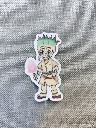 Senku Dr.Stone wood keychain + sticker set