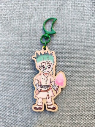 Senku Dr.Stone wood keychain + sticker set