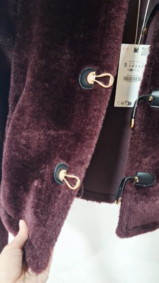 Chaqueta pelo Zara granate talla S