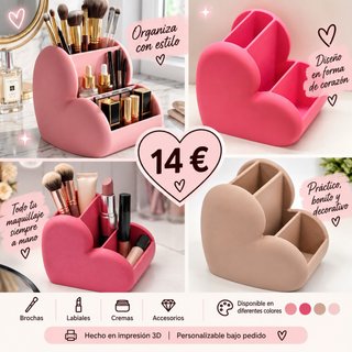 Organizador de maquillaje en forma de corazón
