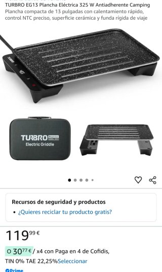 Plancha Eléctrica TURBRO EG13 325W