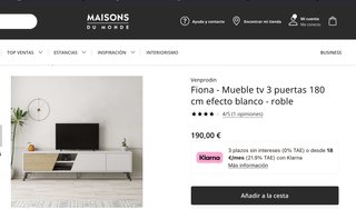 Mueble TV Fiona 180cm Blanco/Roble