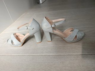Sandalias fiesta plateadas T.38