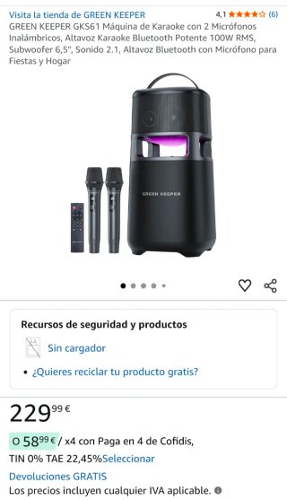 Máquina Karaoke GREEN KEEPER GKS61