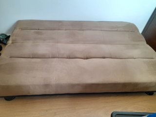 Sofá cama libro microfibra marrón-beige