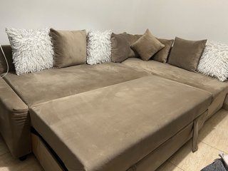 Sofá modular de tela y terciopelo