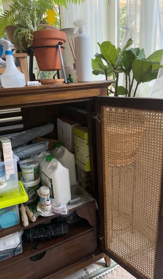Armario de madera maciza con ratán