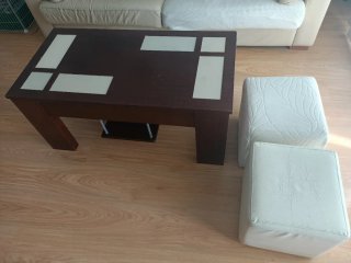 Sofá de piel beige 210x100