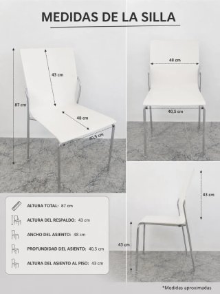 4 Sillas Comedor Blancas Patas Cromadas