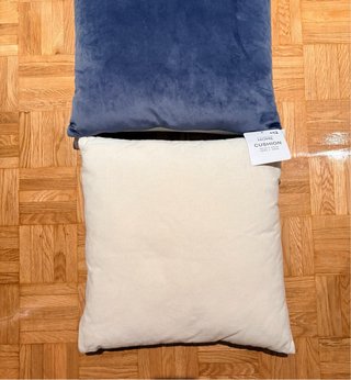 2 Fundas Cojín Terciopelo Primark Azul/Beige