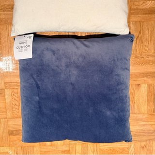 2 Fundas Cojín Terciopelo Primark Azul/Beige