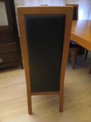 Sillas comedor piel negra y madera