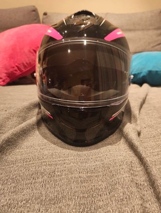 Casco Moto Scorpion EXO 497 Negro y Rosa